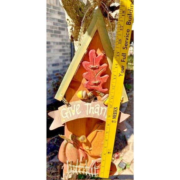 Give Thanks Fall Hanging Hand Made Wood Decor 18.5 in x 7.75 in - Picture 6 of 7